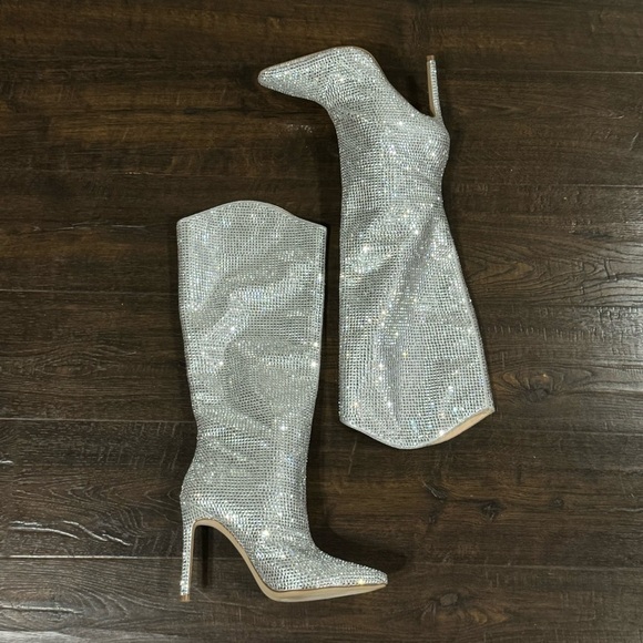 Steve Madden Violetta Glass Rhinestone Tall Pull-On Boots Size 8.5 Women - Picture 4 of 11